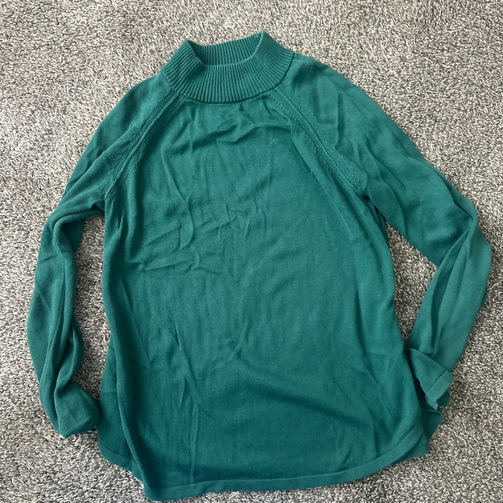 Kim Rogers Cotton Women’s Mock Neck Emerald Green Sweater
